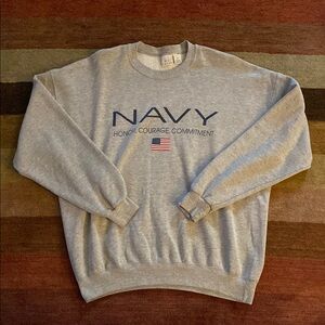 Vtg 90s Gray Navy Sweatshirt